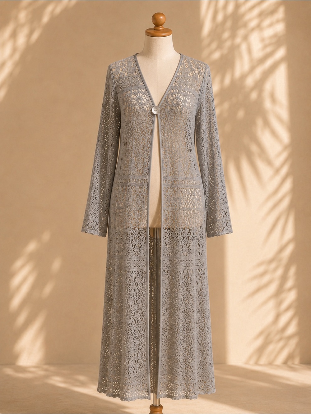 Jessica Howard Silver Lace Crochet Cardigan